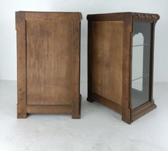 Pair Exquisite Antique Cabinets Beveled Glass hand carved Wood gorgeous Display