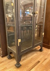 Antique 1920s Beveled Glass Double Door Iron Medical Cabinet