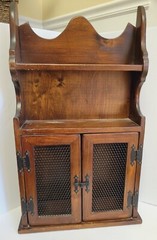 Antique Hanging Wall Shelf Medicine Cabinet Carved 32″ Tall