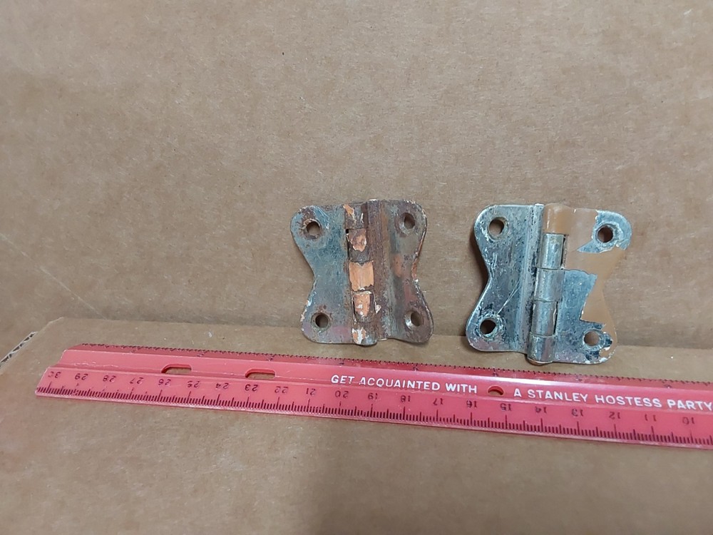 2 vintage antique original Hoosier kitchen cabinet lower door hinges