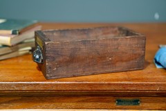 Antique Apothecary Cabinet Single Wood Drawer Hardware tool bin Cast Iron Pull