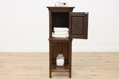 Gothic Carved Antique Oak Bar Hall Bath Cabinet Colby #56594