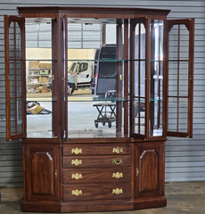 HENKEL HARRIS Wild Cherry China Breakfront Bookcase or Cabinet made in Virginia