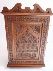 Art Nouveau Dutch Wooden Cabinet Antique Chip Carved Chest Folk Art Apothecary
