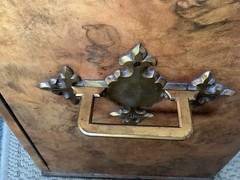 Victorian stunning LARGE bur Walnut/brass Collectors 3draws &key Cabinet C1850