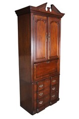 Vintage Thomasville Cherry Blockfront Secretary Bookcase Cabinet Dry Bar Cabinet