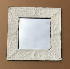 VTG Decorative White Salvaged Tin Ceiling 23″ SQ. Metal 13″ Mirror Old 640-26B