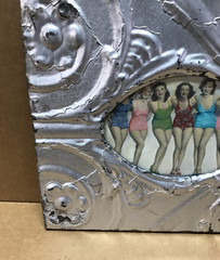 VTG Shabby 11″ Sq. Photo 4×6 Oval Silver Tin Ceiling Picture Frame Old 627-26B