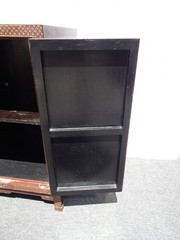Vintage Chinese Asian Burgundy Lacquer Floral Chinoiserie Cabinet ~ Side Table