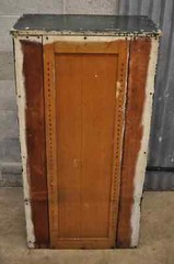 American Colonial Primitive Rustic Green Distress Paint Kitchen Cabinet Cupboard