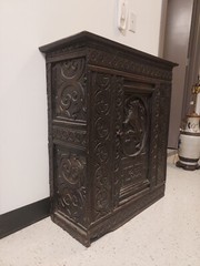 17th Century Charles II English Oak Carved Cabinet Dated 1653