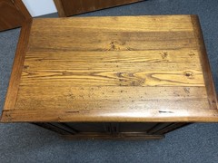 vintage Worm Wood Top Cabinet with 2 Doors & Fancy Work Front – 31″ tall