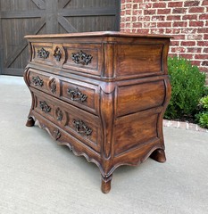 Antique French Chest of Drawers Commode Bombe Carved Walnut Louis XV 19th C