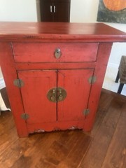 Antique Chinese Ching Dynasty Red Lacquer Cabinet