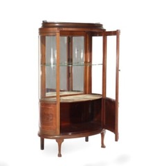 Antique French Mahogany Banded Display Vitrine With Inlay & Ormolu C1890