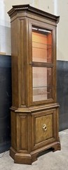 Mid-Century Baker Furniture Cherry & Burl Walnut Lighted Display Cabinet; Mint
