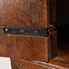 Ancient Cupboard Double Étagère Early XVII Century Walnut Paneled Doors