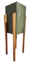 Vtg Ethan Allen Storkie Cabinet Storage Bar Wine Multicolor Wood Art Deco 42″ H