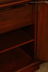China Cabinet Display Bookcase with Carved Pediment and Silk Backing