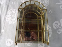 Vintage brass & glass cabinet for tabletop or wall 12″ tall