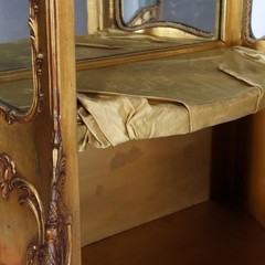 Giltwood Bombay Serpentine Vitrine With Verdis Martin Panels c1890