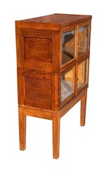 Antique Arts & Crafts Tiger Oak Four Section Haberdashery Display Cabinet – Rare
