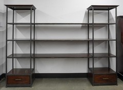 Acquisitions by Henredon MCM Wall Unit Courbin mahogany and iron étagère Rare