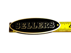 Sellers Cabinet Label Black and Gold Lettering