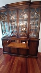 Vintage Georgian Style Mahogany Breakfront China Cabinet w/Hidden Secetary