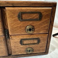 4 Drawer Library Card Catalog File Cabinet Solid Oak Old Antique Great Finish