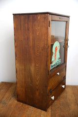 Vintage Antique Oak Display Case apothecary drawer Cabinet Batteries Flashlights