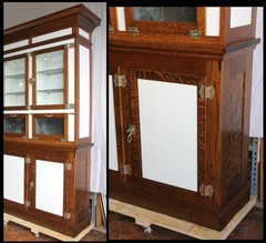 Humidor Opal Glass Tiger Oak HUMID-A-GAR Apothecary Display Cabinet GermanSilver