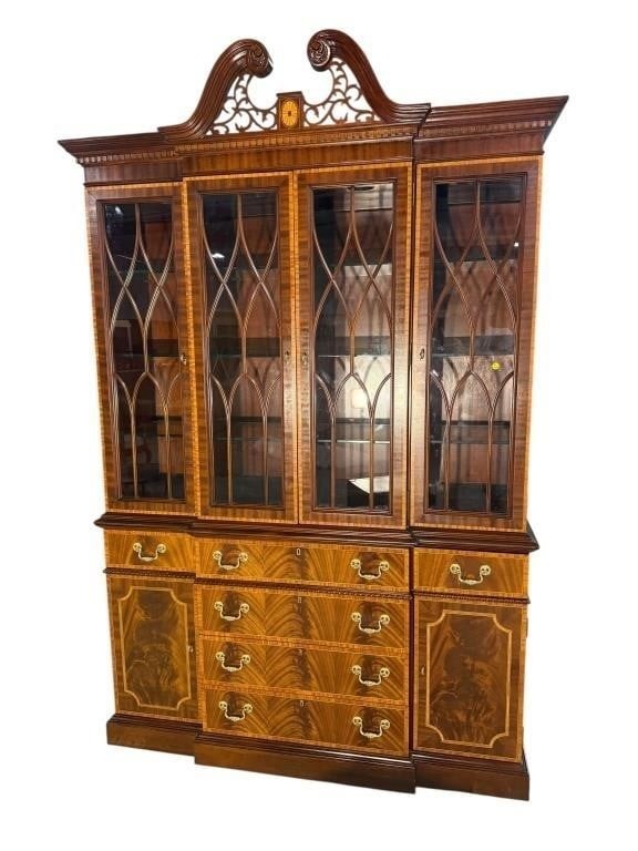 COUNCIL BANDED MAHOGANY INLAID CHINA CLOSET