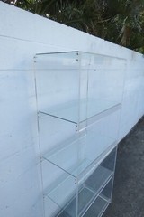 Mid Century Lucite and Glass Etagere Open Shelf Display Cabinet 5130