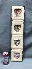 VTG 5×23 Multi Quad 3″ Heart Photo Tin Ceiling Metal Picture Frame Old 1840-25B