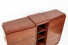 Antique Art Deco Tall Mahogany Wood Storage or Bar Cabinet 1940s
