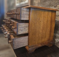 Antique 18 Drawer Hardwood Table Top Apothecary Cabinet ~ EXCELLENT COND ~