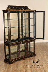 Chinoiserie Hand Painted Lighted China Display Cabinet