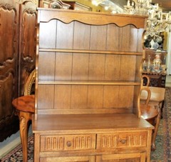 English Oak Wood Brothers Cabinet / Welsh Cabinet / Display Plate Rack