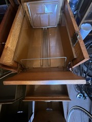 2 Rare Antique File Cabinets / Tilt Open Top Paneled Sides Casters