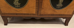 Adam Style Walnut & Satinwood Linen Cabinet with Painted Oval Panels