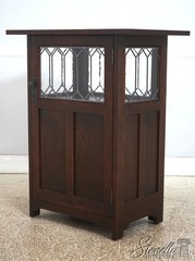 73379: STICKLEY Roycroft Mission Oak Leaded Glass Cabinet