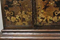 Antique Charles II Georgian Japanned Carved Lacquer China Cabinet on Base