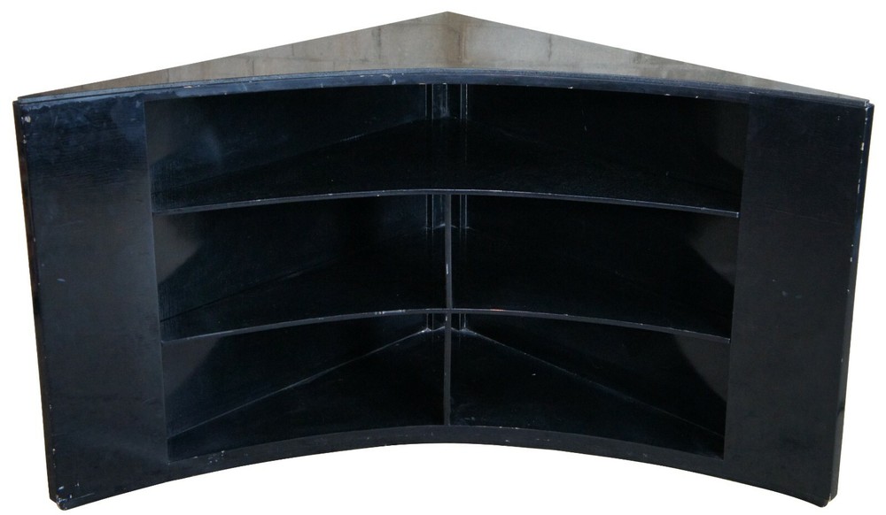 Modern Black Marble Corner TV Console Cabinet Bookshelf Boomerang Display 44″