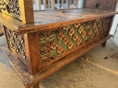 Antique Indian Dowry credenza/cabinet/chest/ Bed / Bench Primitive Carved Paint