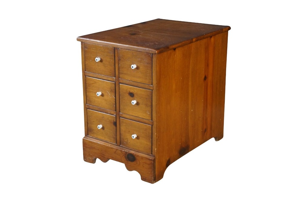 Mid Century Early American Style Apothecary Cabinet Spice Chest Side End Table