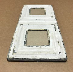VTG 5×11 Multi Double White 3″ Photo Tin Ceiling Metal Picture Frame Old 646-26B