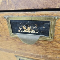 Antique Globe Wernicke Interlocking Desktop File, Brass Label Drawer Pull 1800s