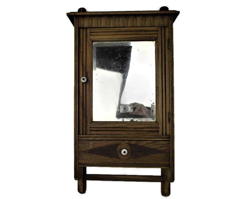 Art Deco Kitchen Apothecary Medicine Bathroom Wall Cabinet Beveled Glass Mirror