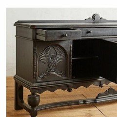 Home Decorative Unique Hand Curved Wood Inlay Buffet Table , Animal Hand Curved